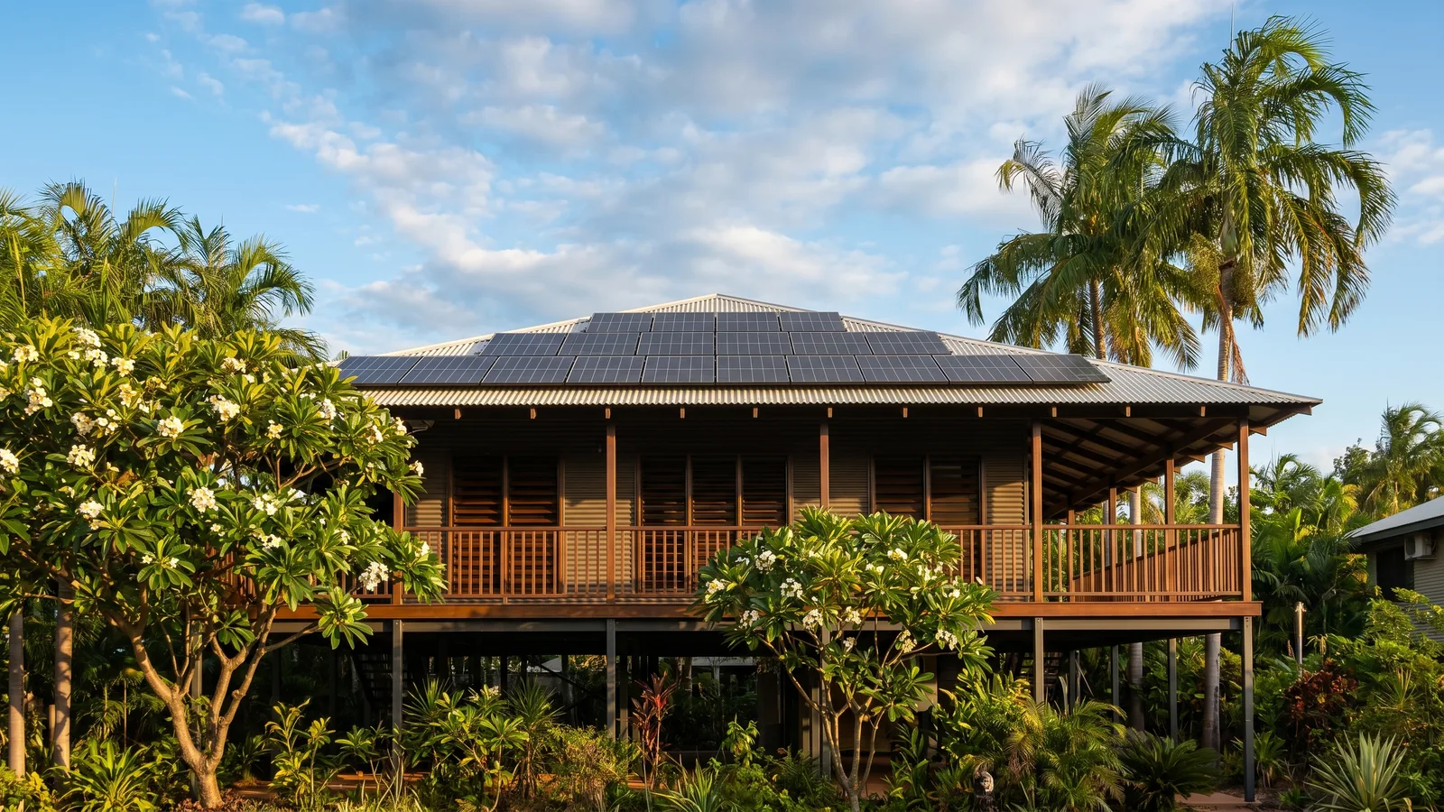 Solar panels and home battery on a house in Northern Territory
